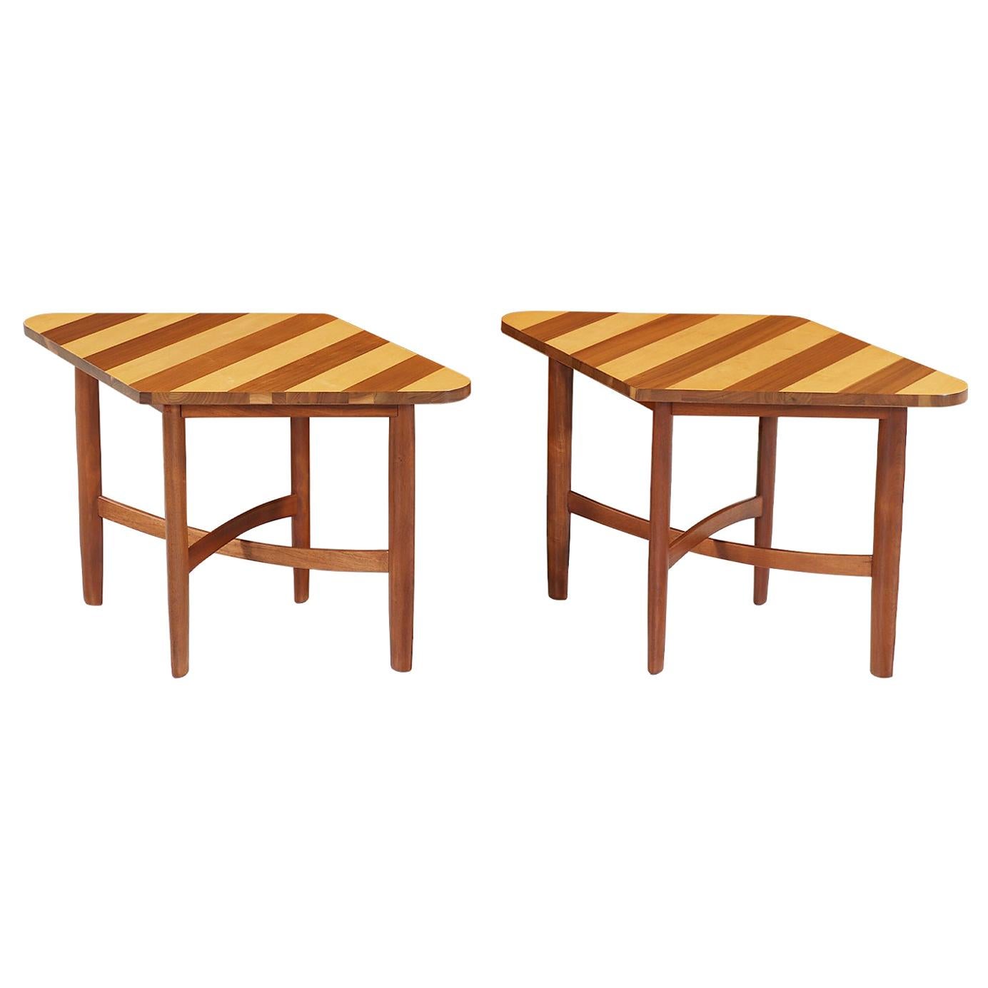 Expertly Restored - Barney Flagg "Parallel" Multi-Wood Side Tables for Drexel