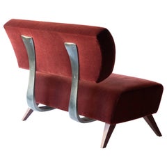 Barney Loveseat, Patinated Cast Aluminum and Mohair, Jordan Mozer USA, 1992-2015