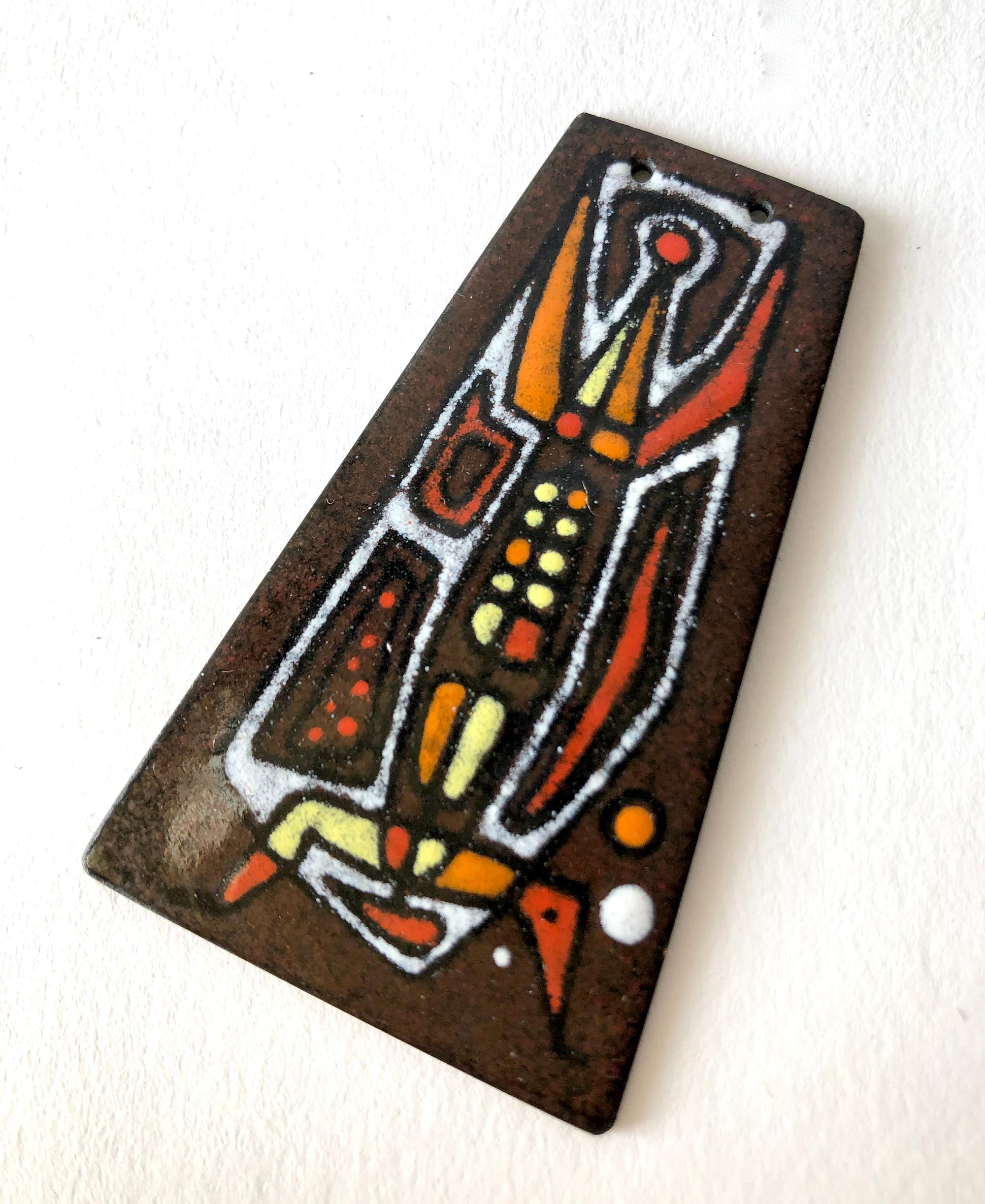Barney Reid San Diego Abstract Modernist Enamel Pendant In Good Condition In Palm Springs, CA