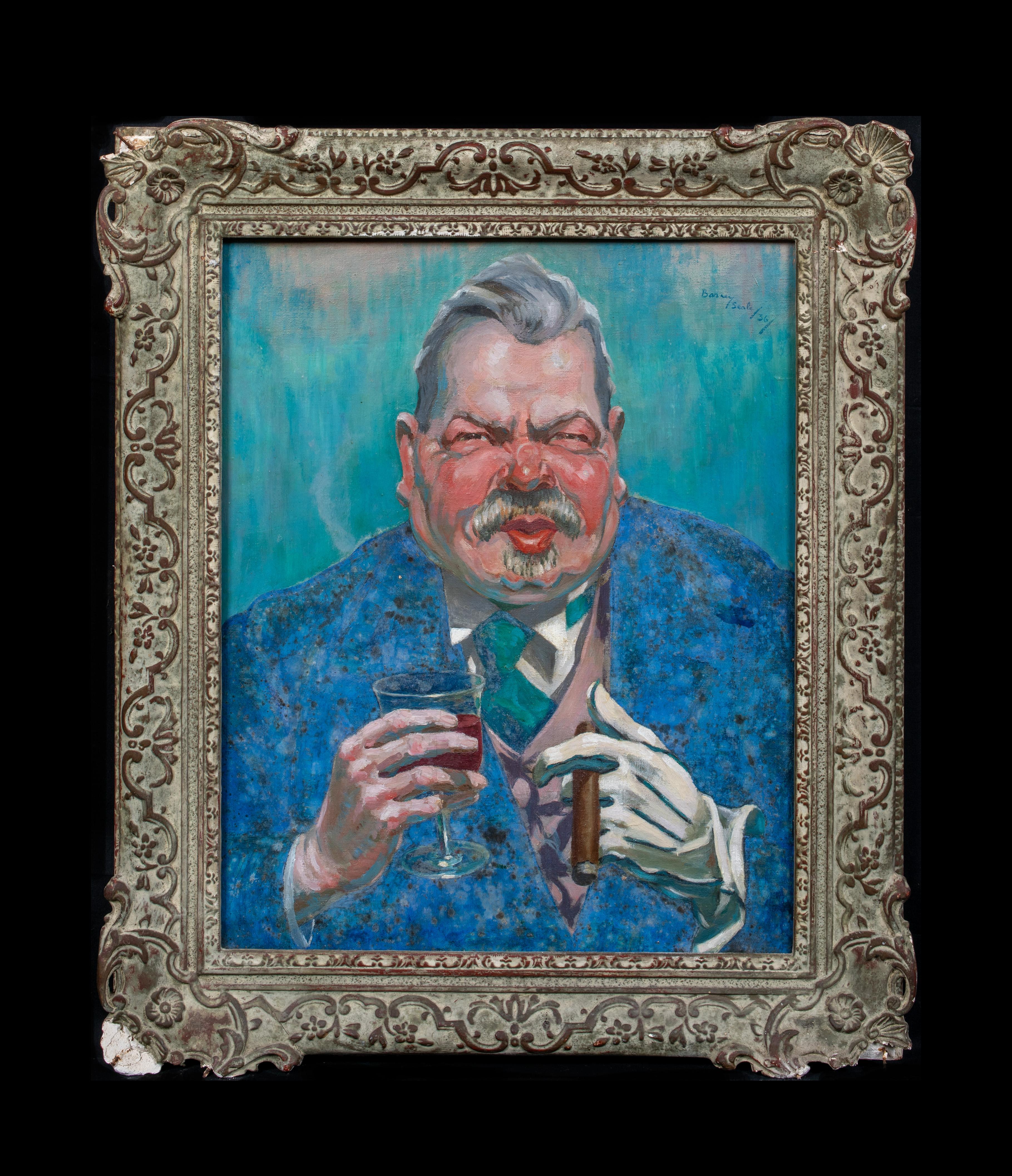 Portrait Of John Gilbert Seale, The Artists Father, With Sherry And A Cigar - Painting by Barney Seale ARBS