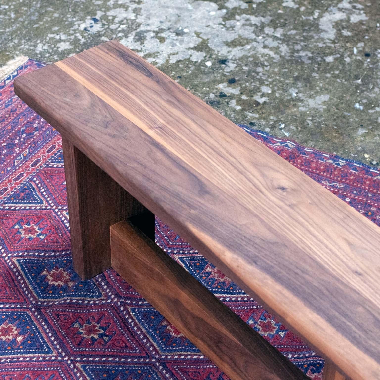 Canadian Barney Solid Walnut Side Bench For Sale