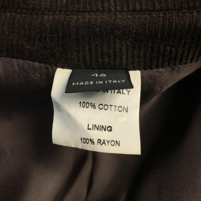 BARNEY'S CO-OP Size 36 Black Corduroy Cotton Notch Lapel Sport Coat For ...