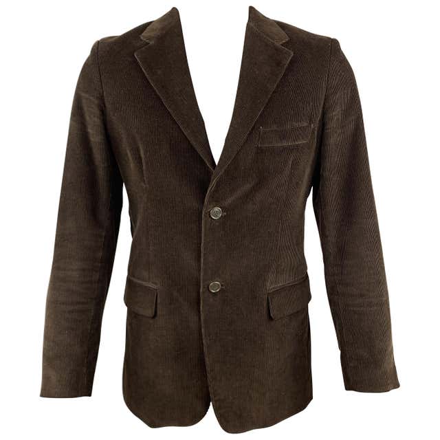 BARNEY'S CO-OP Size 36 Black Corduroy Cotton Notch Lapel Sport Coat For ...