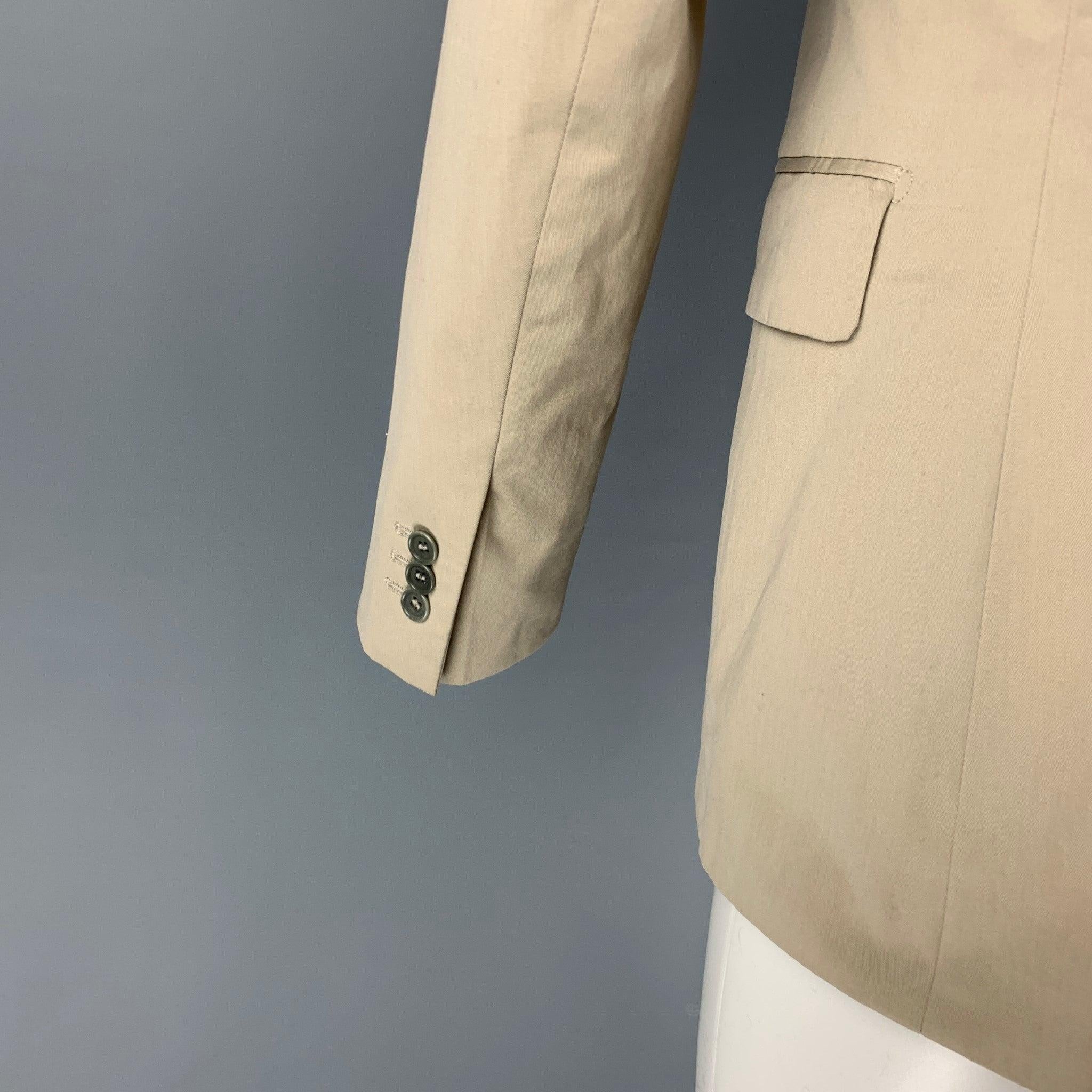 BARNEY'S CO-OP Size 36 Khaki Cotton Notch Lapel Sport Coat In Good Condition In San Francisco, CA