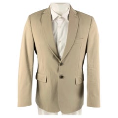 BARNEY'S CO-OP Size 36 Khaki Cotton Notch Lapel Sport Coat
