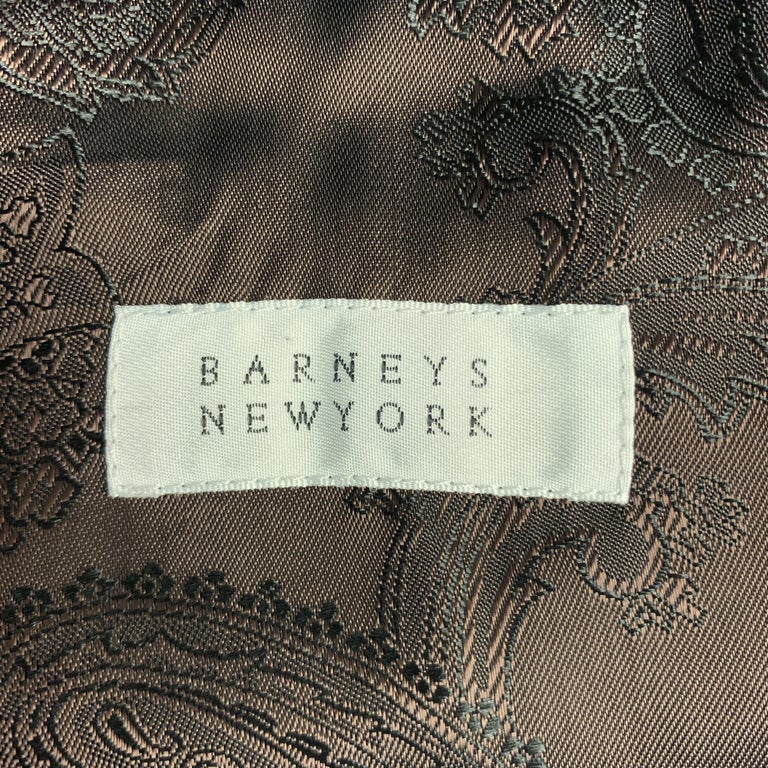 BARNEY'S NEW YORK 42 Black Cotton Notch Lapel Long Coat For Sale at 1stDibs