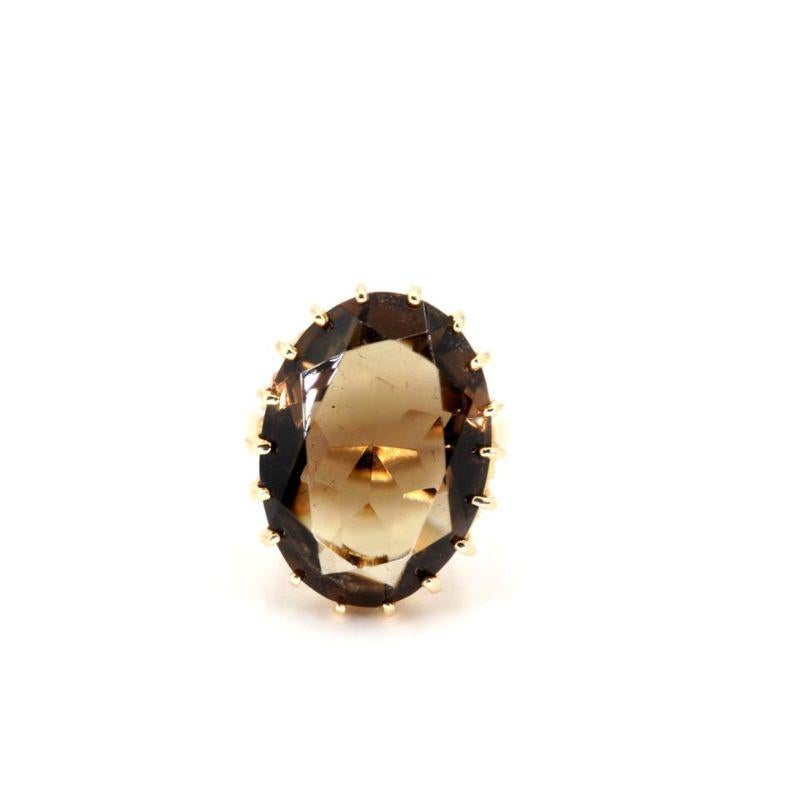 Beige Barneys New York Topaze marron fumée 4 carats, grande taille opale, diamant de luxe en 14 carats en vente