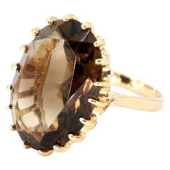 Barneys New York Topacio ahumado marrón de 4 ct Diamante de lujo talla ópalo grande de 14k