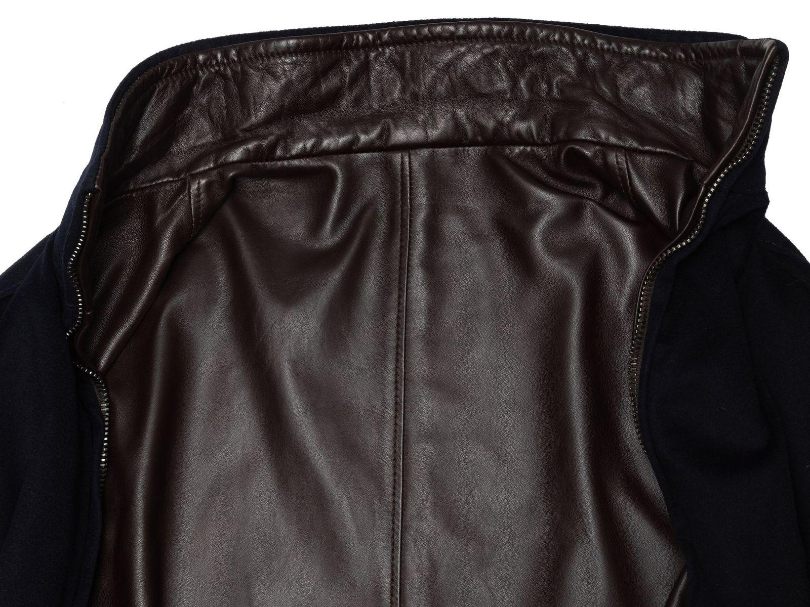 Women's Barney's New York Brown & Navy Reversible Leather & Wool Jacket