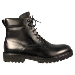 BARNEY'S NEW YORK Size 10 Black Leather Lace Up Combat Boots