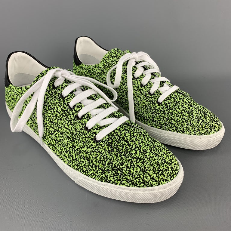 BARNEY'S NEW YORK Size 10 Lime Green and Black Heather Woven Lace Up ...