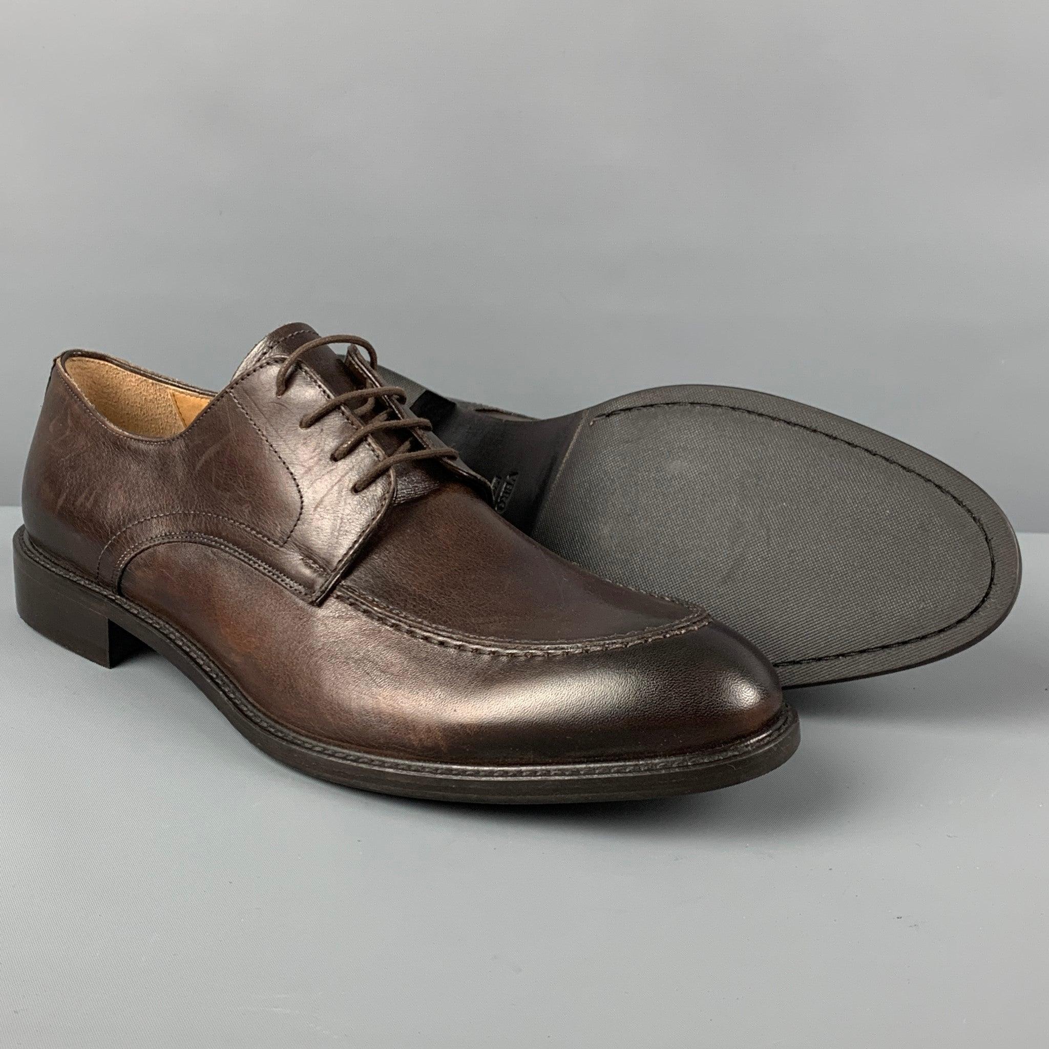 BARNEYS NEW YORK Size 11 Brown Antique Leather Lace Up Shoes In Good Condition In San Francisco, CA