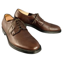 BARNEY'S NEW YORK Size 11 Brown Pebble Grain Leather Derby Lace-Up Shoes