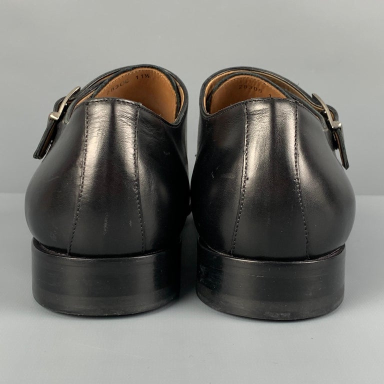 BARNEY'S NEW YORK Size 11.5 Black Leather Double Monk Strap Loafers For ...