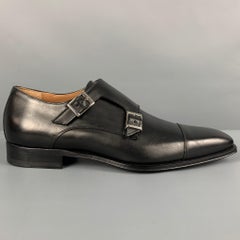 BARNEY'S NEW YORK Size 11.5 Black Leather Double Monk Strap Loafers