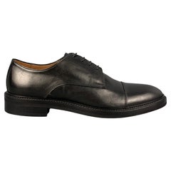 BARNEYS NEW YORK Size 12 Black Leather Cap Toe Lace Up Shoes