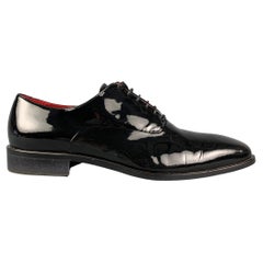 BARNEY'S NEW YORK Size 12 Black Patent Leather Lace Up Shoes