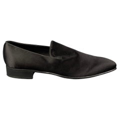 BARNEY'S NEW YORK Size 12 Black Solid Satin Slip On Loafers