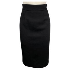 BARNEY'S NEW YORK Size 4 Black Jersey Textured Wool Skirt