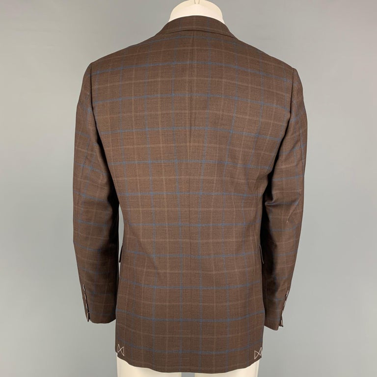 1960s Brown and Navy Plaid Wool Coat