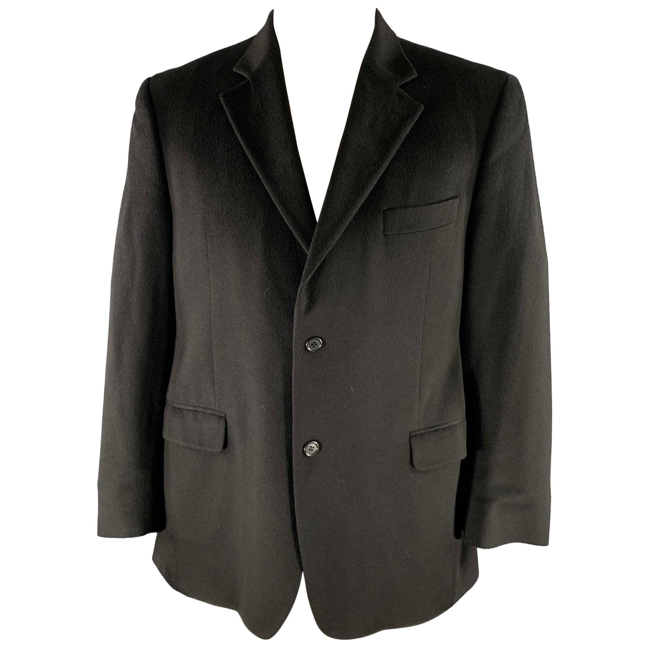 BARNEYS NEW YORK Size 44 Black Loro Piana Cashmere Notch Lapel Sport Coat For Sale