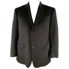 Barneys New York Taille 44 Manteau de sport en cachemire Loro Piana noir à revers échancré