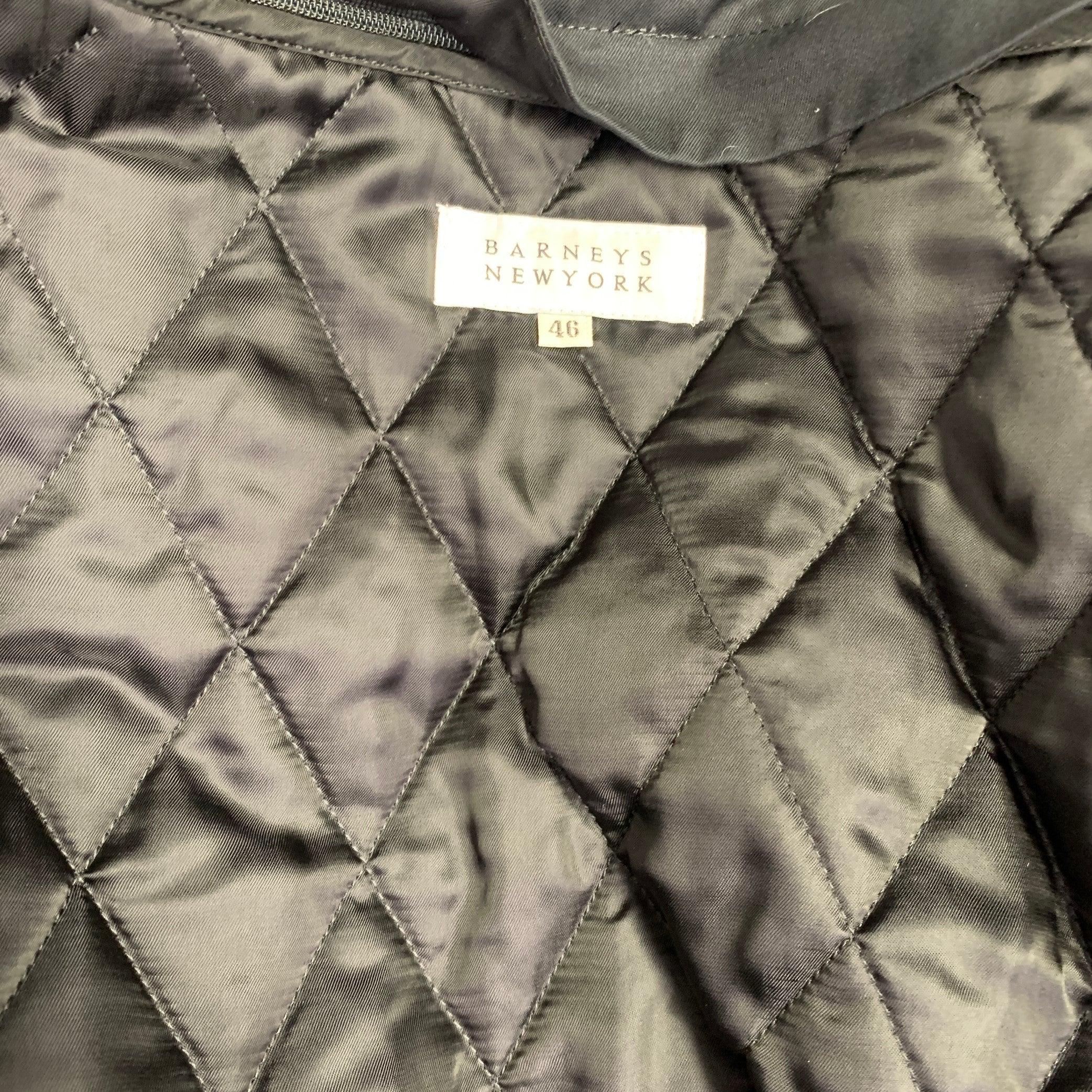 BARNEYS NEW YORK Size 46 Black Cotton Hidden Buttons Trench Coat For Sale 6