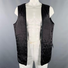 BARNEYS NEW YORK Size 46 Black Cotton Hidden Buttons Trench Coat