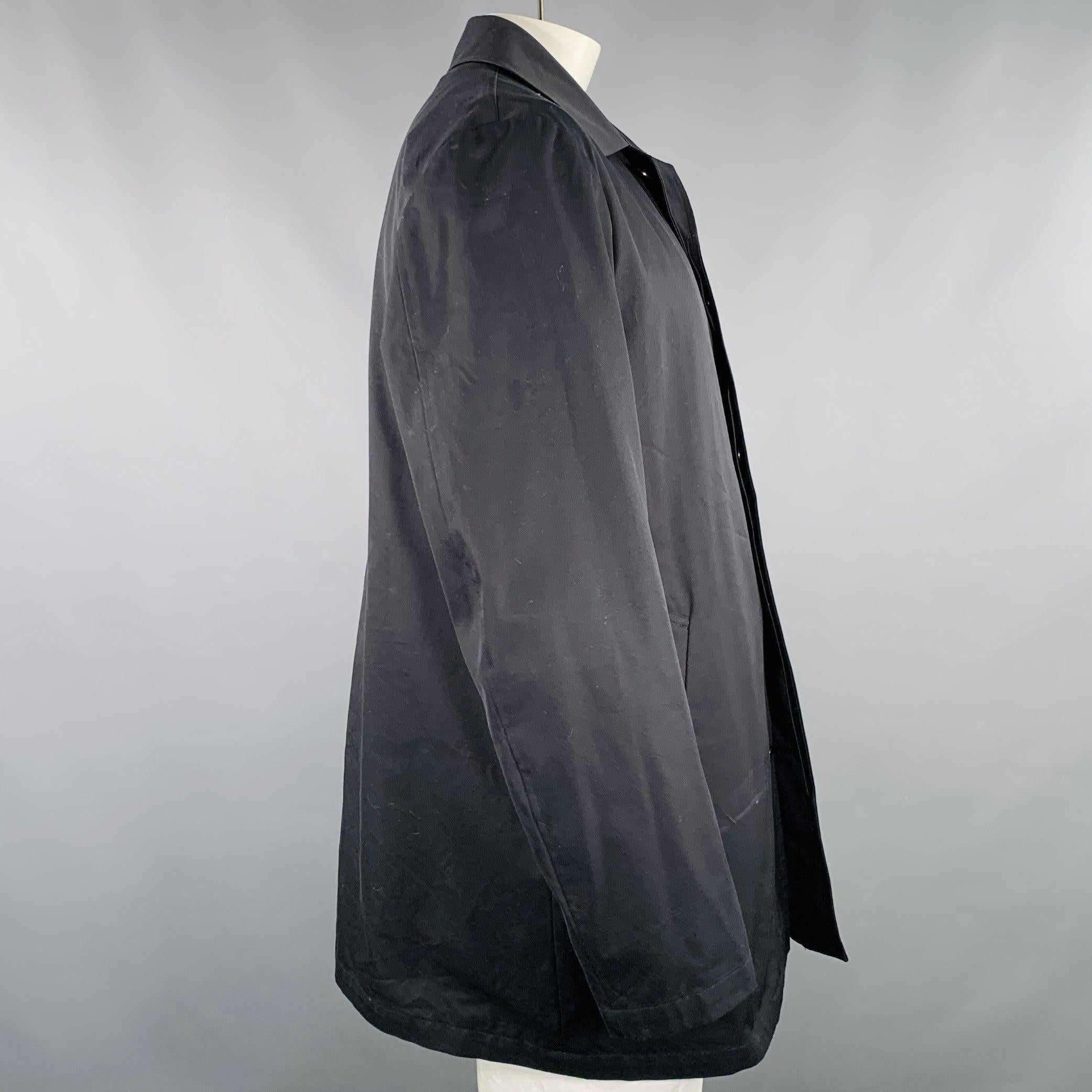 BARNEYS NEW YORK Size 46 Black Cotton Hidden Buttons Trench Coat In Good Condition For Sale In San Francisco, CA