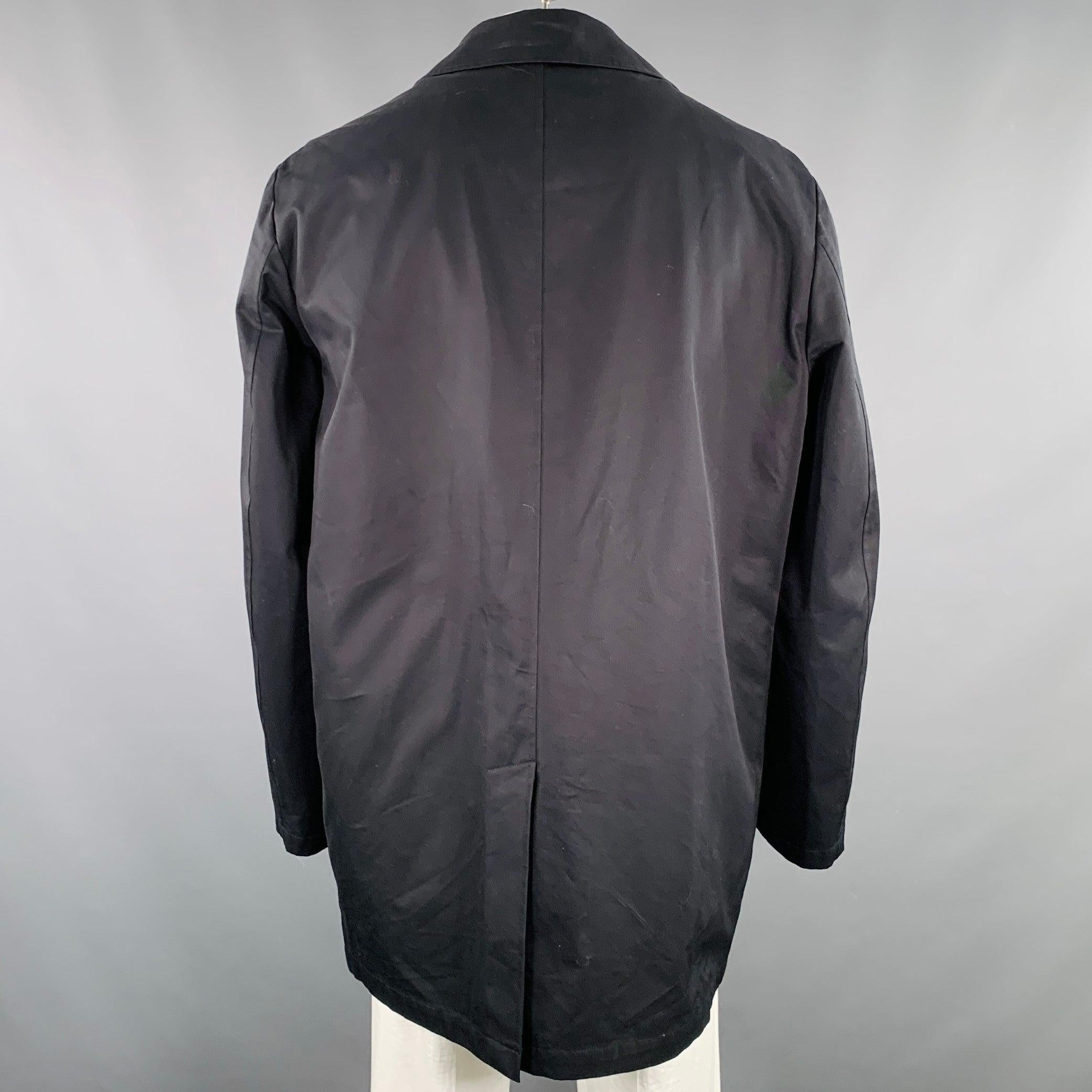 Men's BARNEYS NEW YORK Size 46 Black Cotton Hidden Buttons Trench Coat For Sale