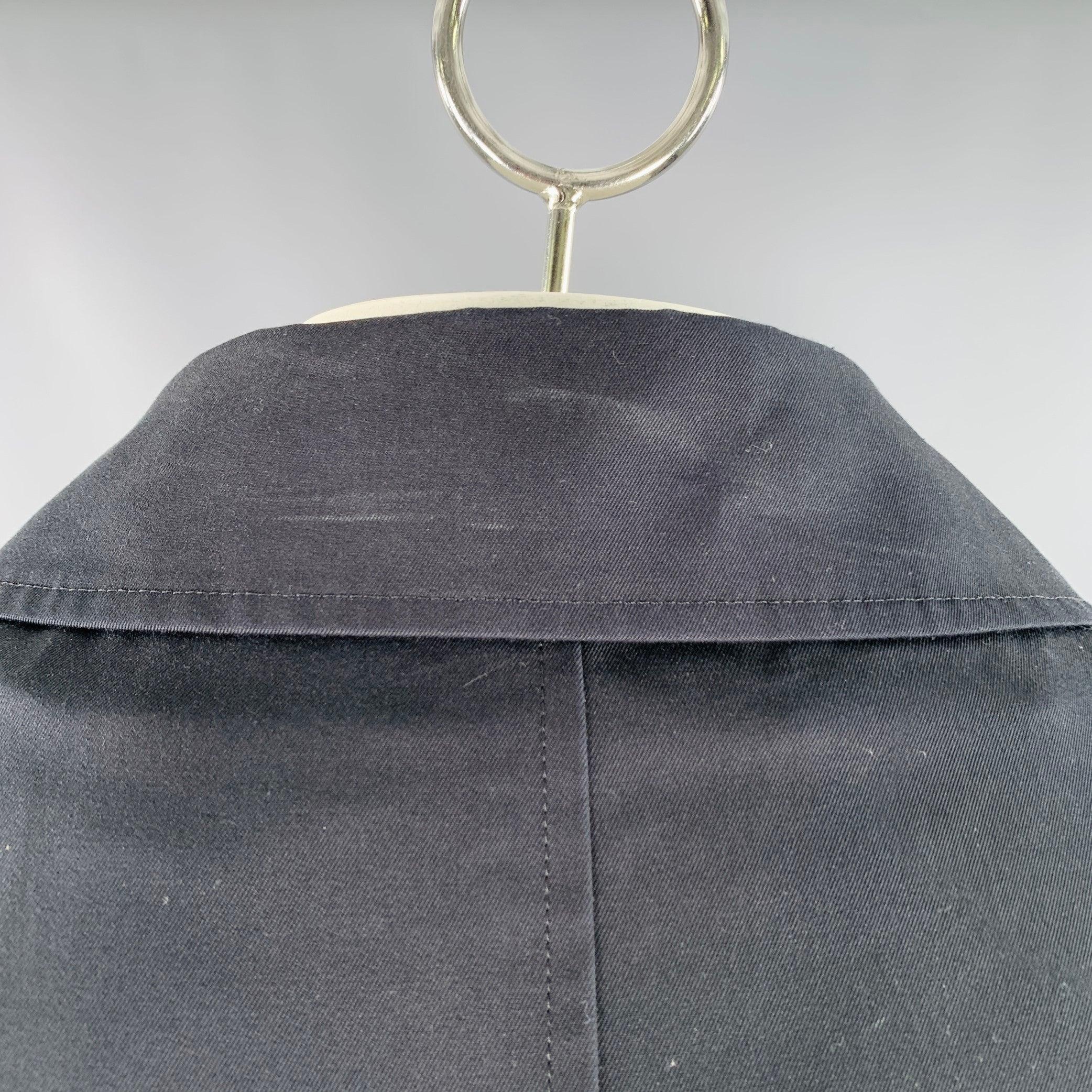BARNEYS NEW YORK Size 46 Black Cotton Hidden Buttons Trench Coat For Sale 1
