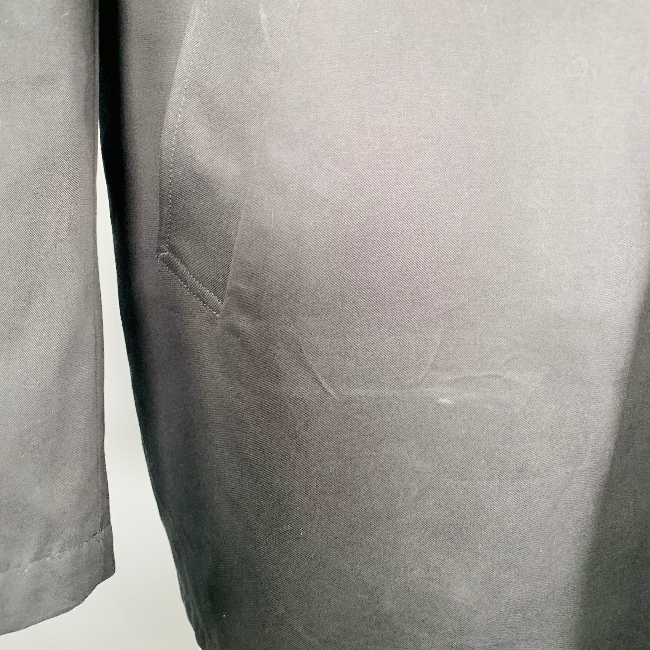 BARNEYS NEW YORK Size 46 Black Cotton Hidden Buttons Trench Coat For Sale 2