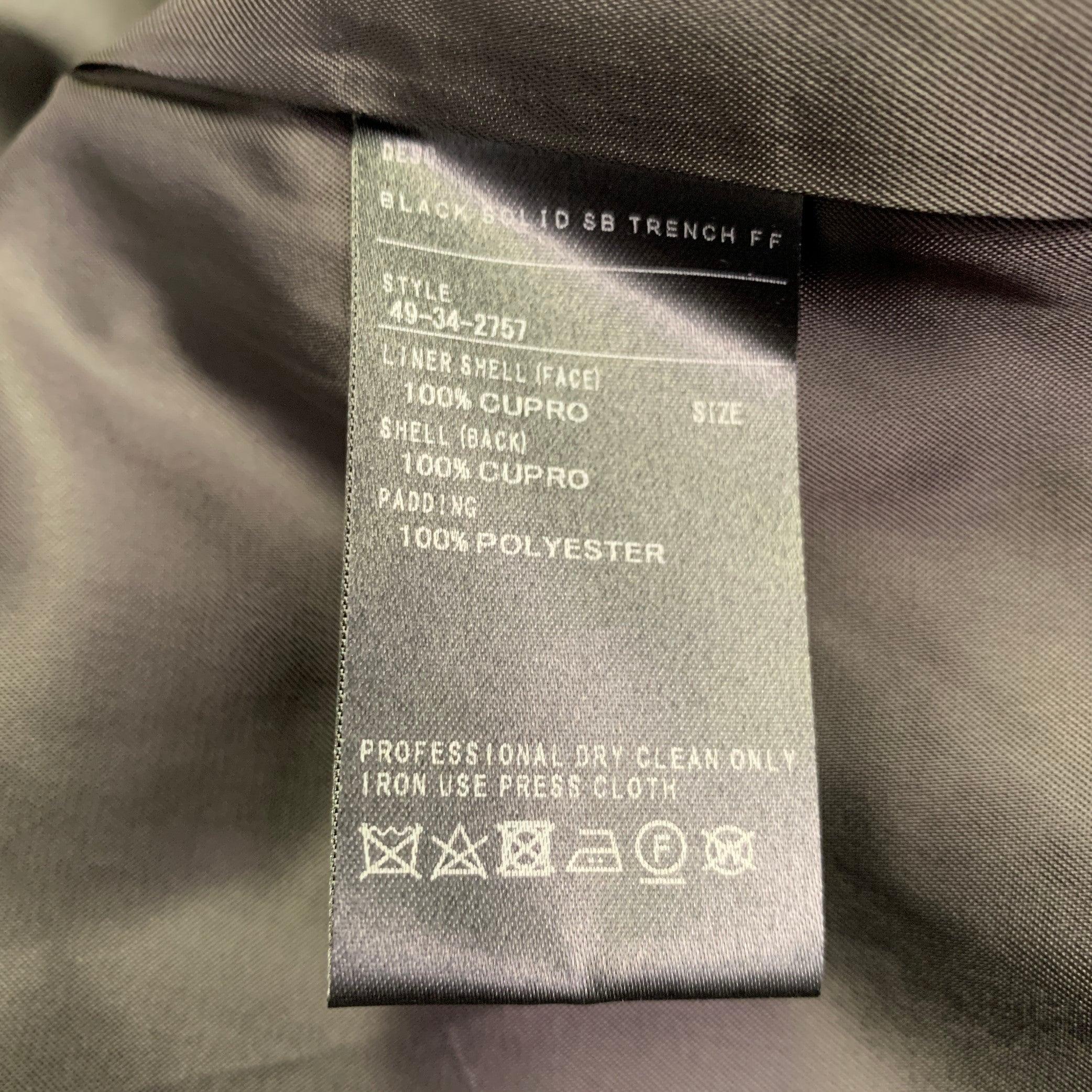BARNEYS NEW YORK Size 46 Black Cotton Hidden Buttons Trench Coat For Sale 3