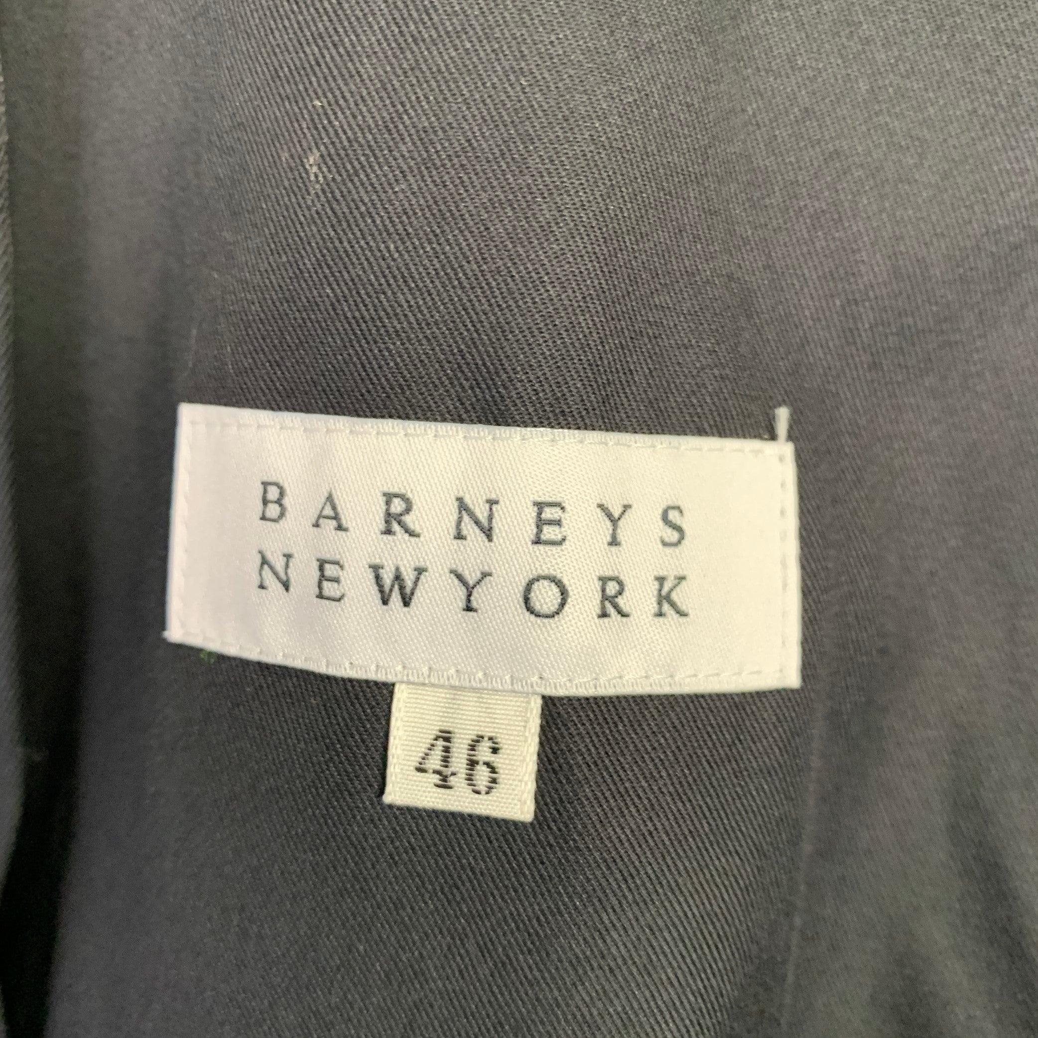BARNEYS NEW YORK Size 46 Black Cotton Hidden Buttons Trench Coat For Sale 4