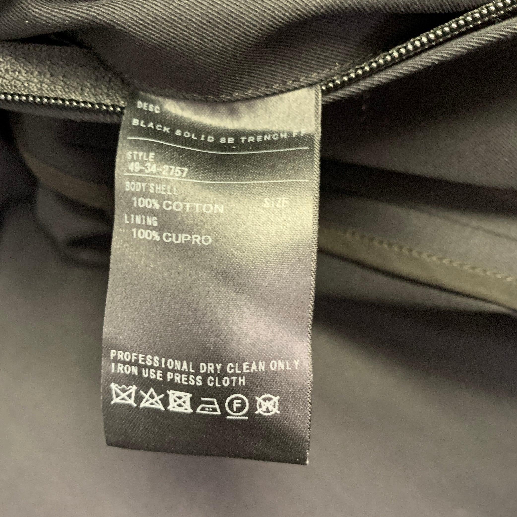 BARNEYS NEW YORK Size 46 Black Cotton Hidden Buttons Trench Coat For Sale 5