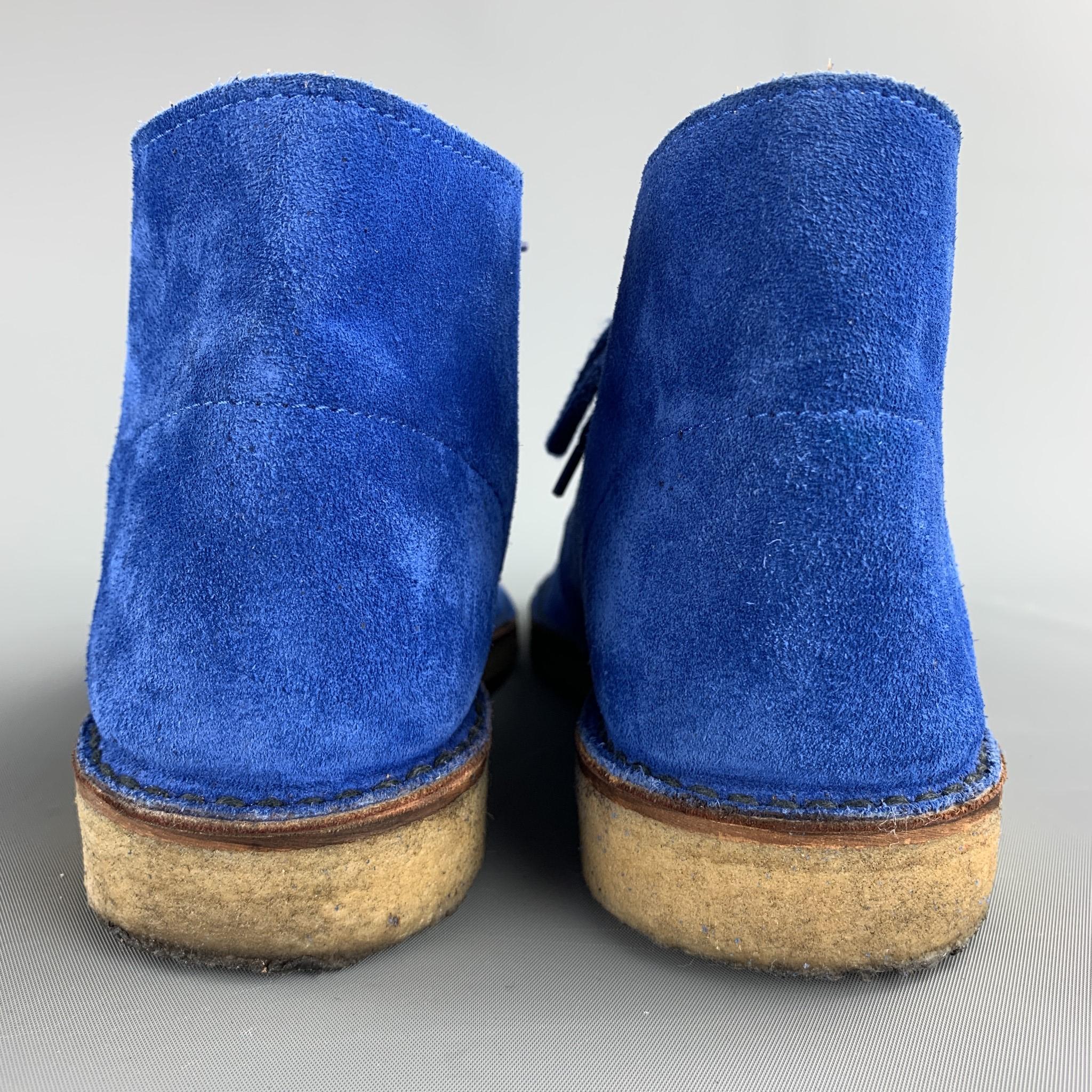 BARNEY'S NEW YORK Size 8 Royal Blue Desert Lace Up Boots In Good Condition In San Francisco, CA