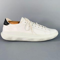 BARNEY'S NEW YORK Sneakers basse in pelle bianca con suola in gomma, taglia 9,5