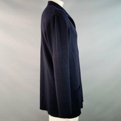 BARNEY'S NEW YORK Size L Navy Wool Button Up Cardigan