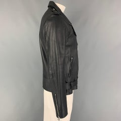 BARNEY'S NEW YORK Size M Black Leather Biker Jacket