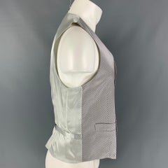 BARNEYS NEW YORK Size M Silver Diagonal Stripe Silk Buttoned Vest