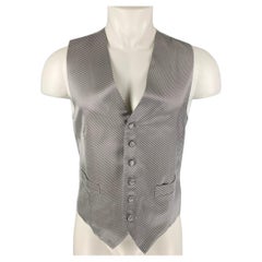 BARNEYS NEW YORK Size M Silver Diagonal Stripe Silk Buttoned Vest