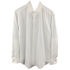 BARNEY'S NEW YORK Size S White Cotton French Cuff Long Sleeve Shirt