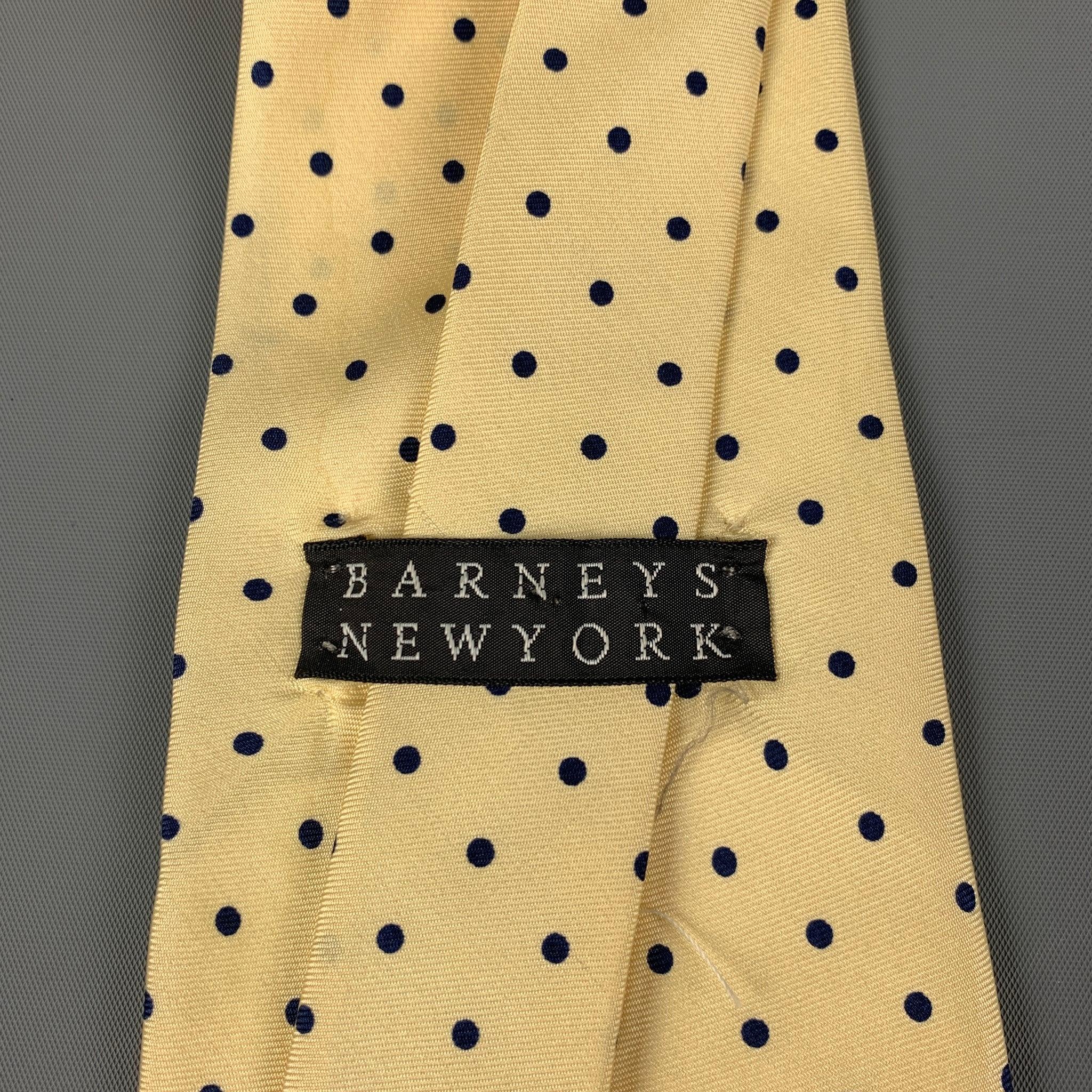 Men's BARNEY'S NEW YORK Yellow Navy Polka Dot Tie