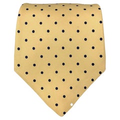 BARNEY'S NEW YORK Yellow Navy Polka Dot Tie