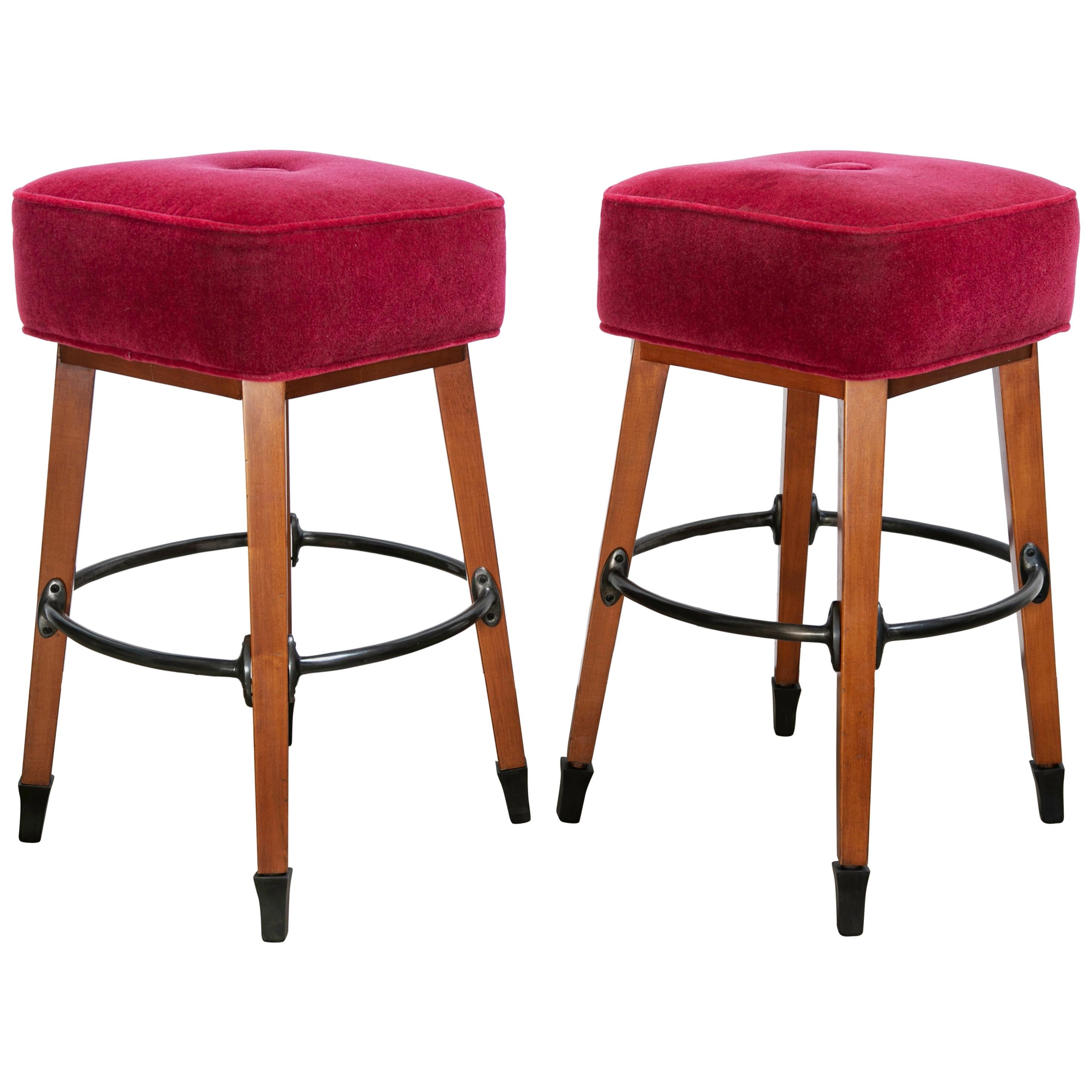 Barney's Stools in Clear Maple, Cast Aluminum and Mohair, Jordan Mozer USA, 1992 For Sale