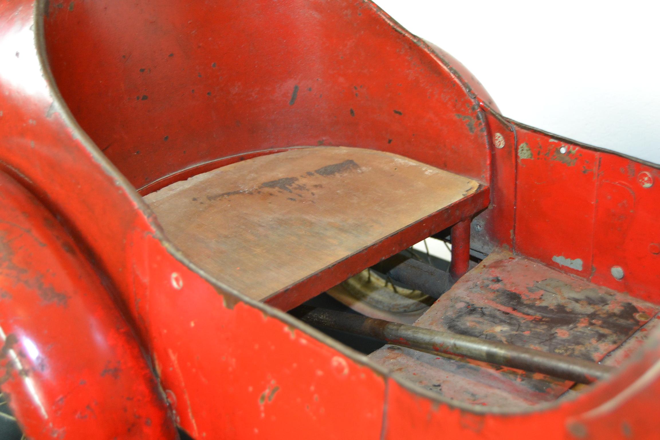 20th Century Barnfind Antique Large Tadpole Rider Tricycle Pedal Car, France, 1930s For Sale