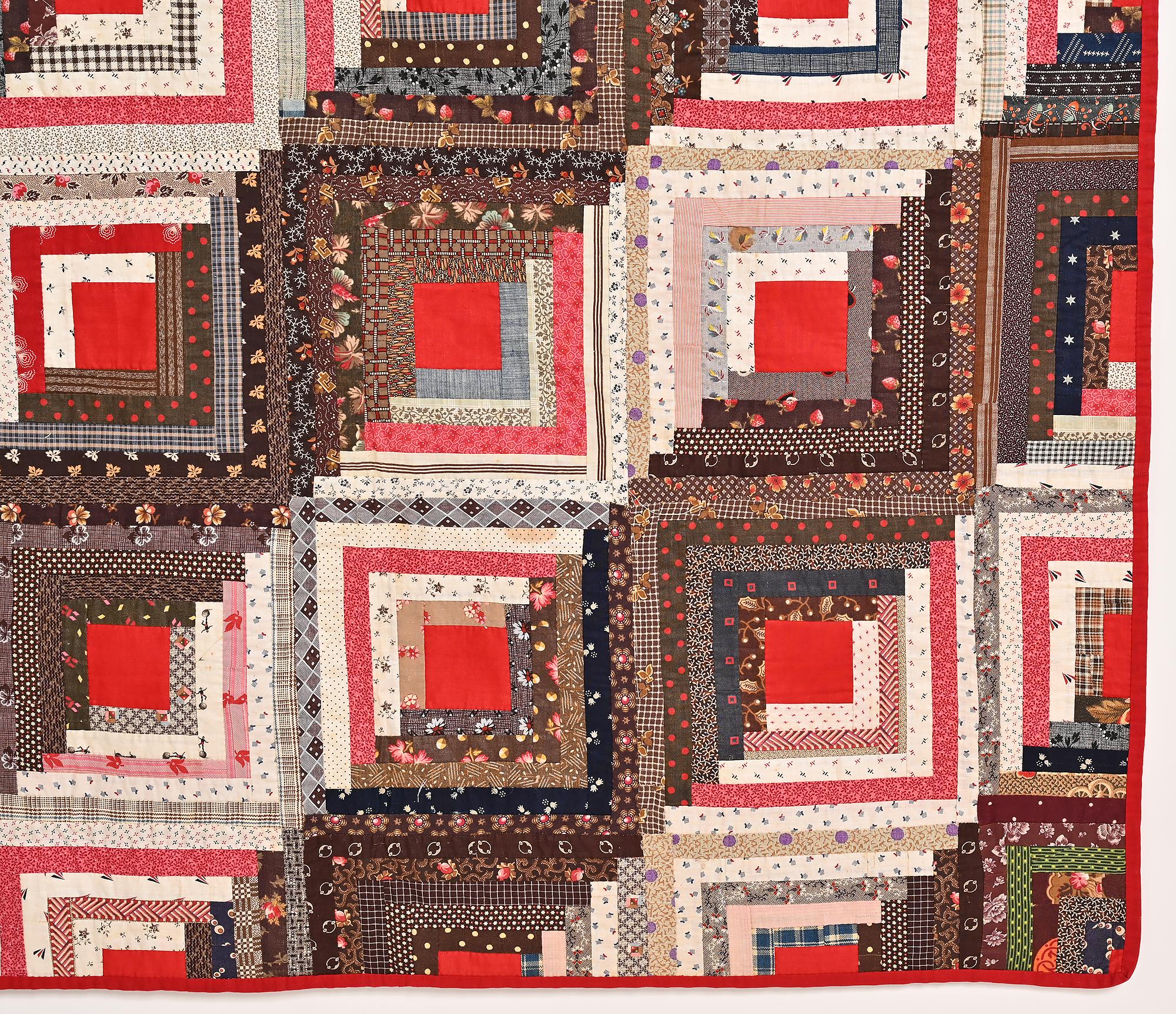Cotton Barnraising Log Cabin Quilt