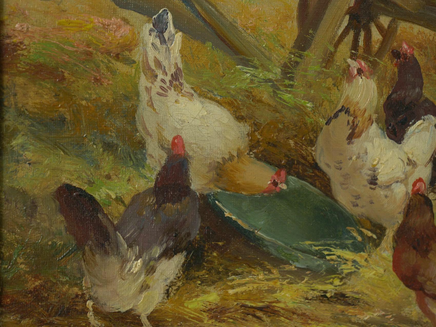 Barnyard Chickens Painting by Jacques van Coppenolle 3
