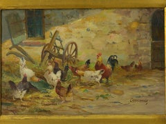 Barnyard Chickens Painting by Jacques van Coppenolle