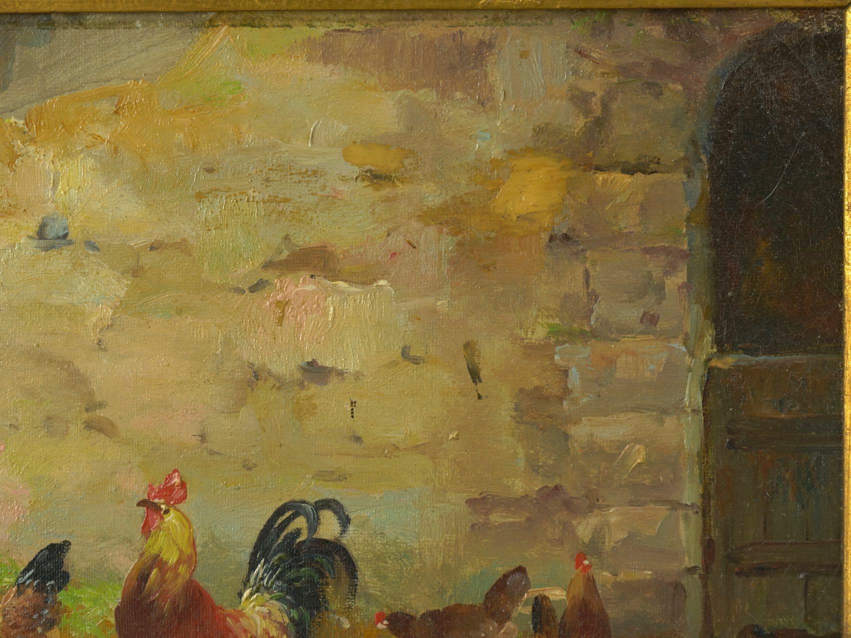 French Barnyard Chickens Painting by Jacques van Coppenolle
